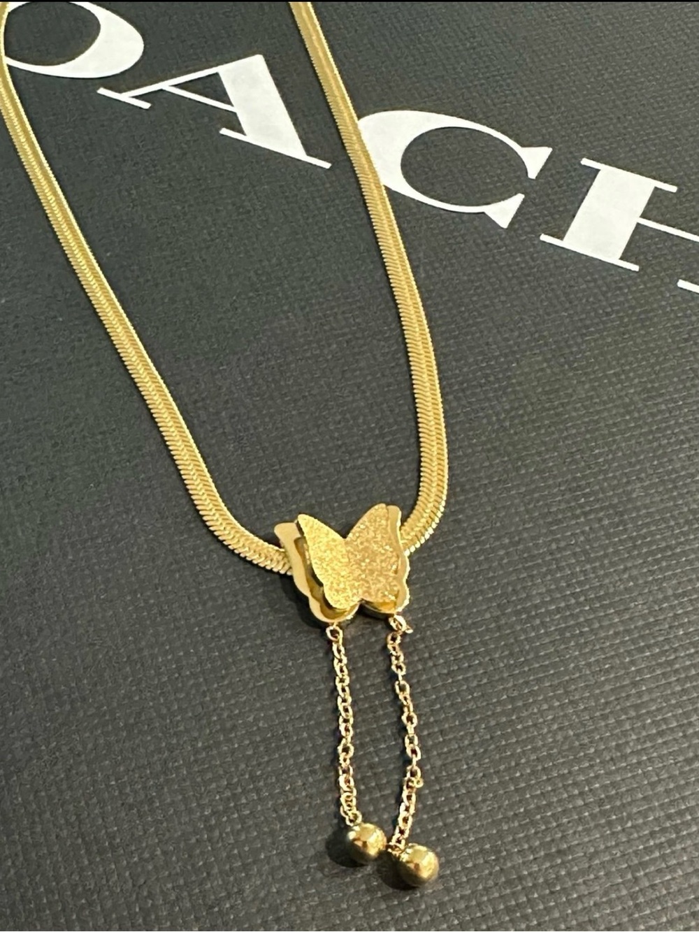 Gold Plated Stainless Steel Butterfly Necklace Anti-Tarnish